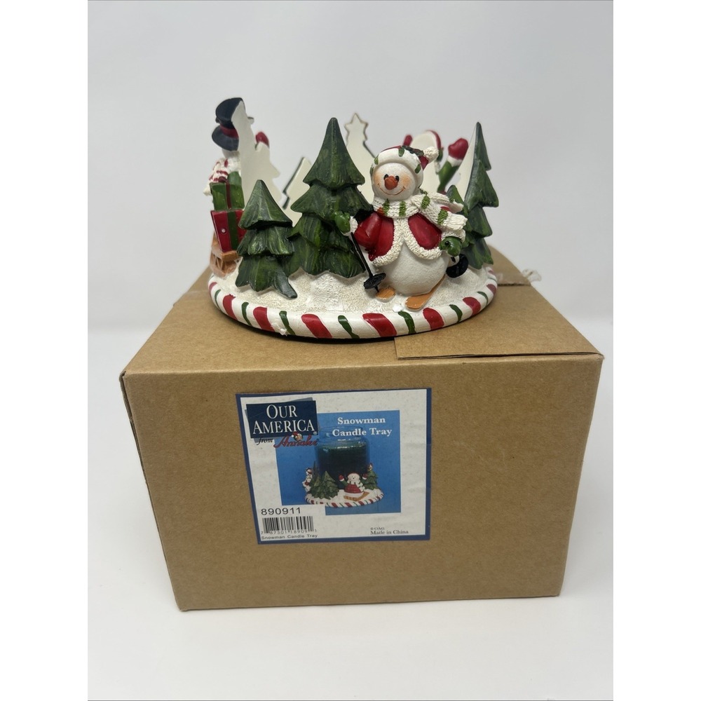 NIB Our America From Annalee Snowman Candle Tray